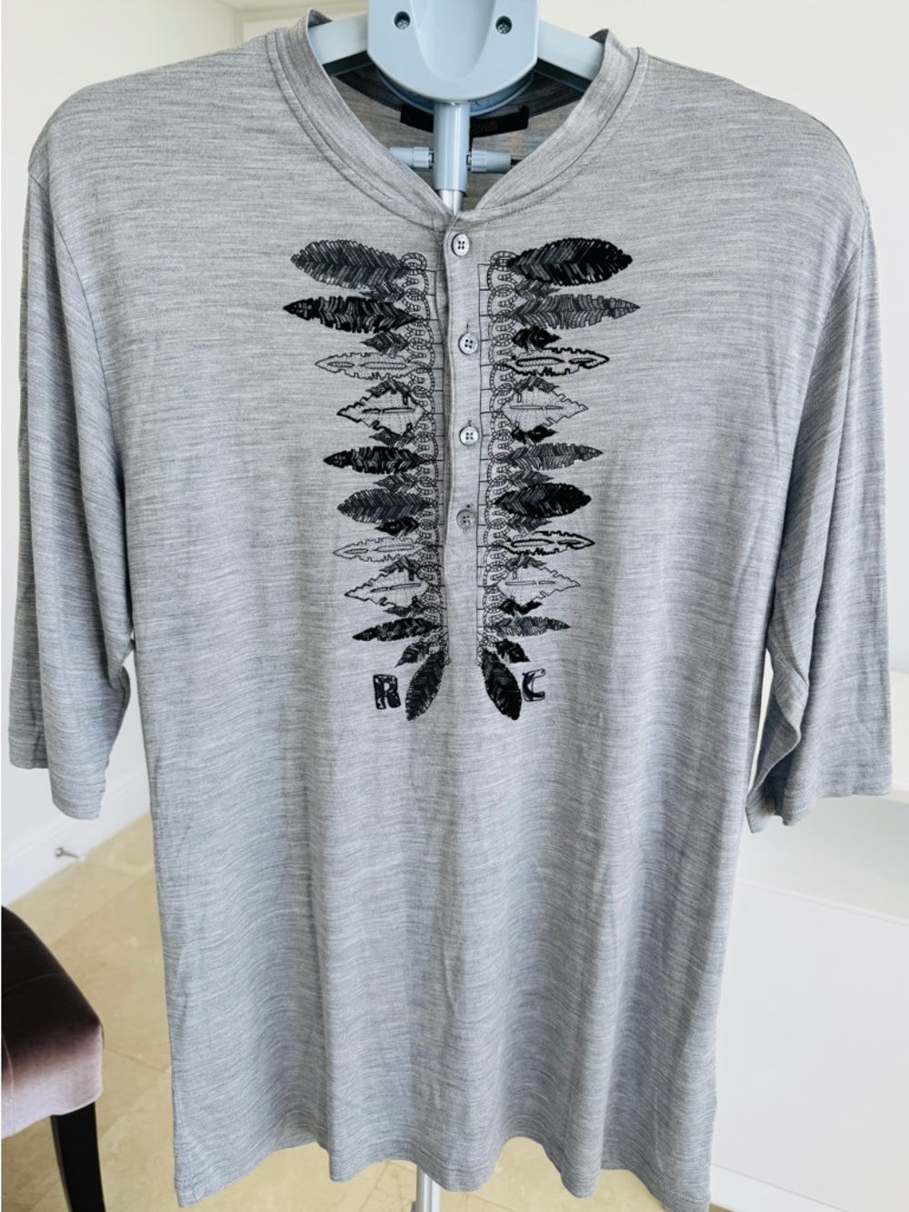 Roberto Cavalli Gray Logo Tag Lightweight Top, could be Unisex, L